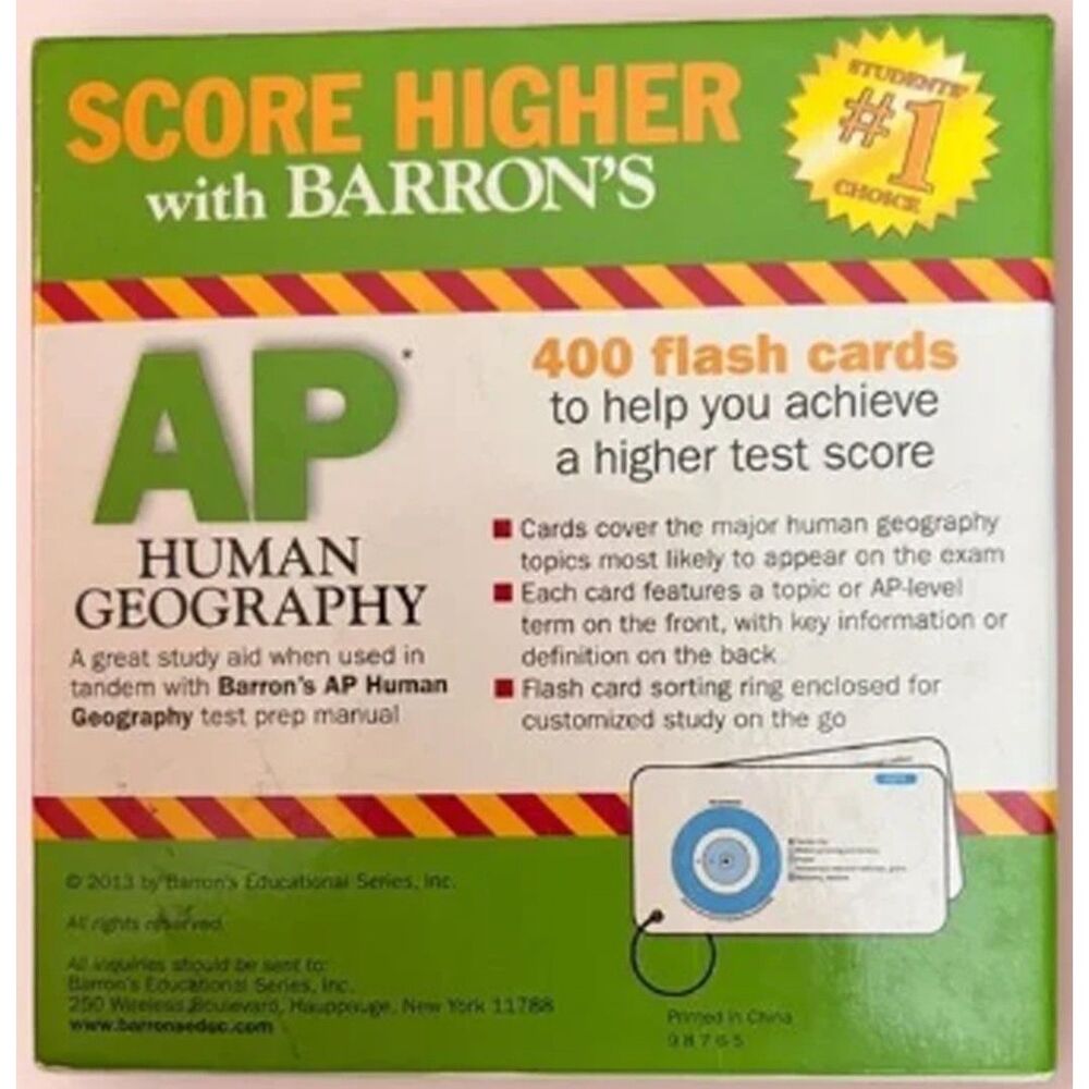Barron's AP Human GEOGRAPHY Flash Cards 2nd Edition NEW